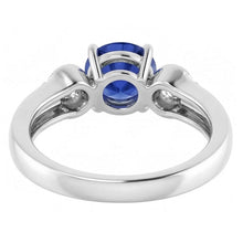 Natural Earth Mined Diamond 3 Stone Ring Sri Lankan Sapphire Round Cut 2.50 Carats