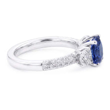 Natural Earth Mined Diamond 3 Stone Style Cushion Sri Lankan Sapphire Ring 3.50 Carats