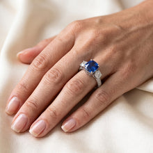Natural Earth Mined Diamond 3 Stone Style Cushion Sri Lankan Sapphire Ring 3.50 Carats