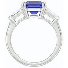 natural emerald sapphire 3.50ct ring on white background