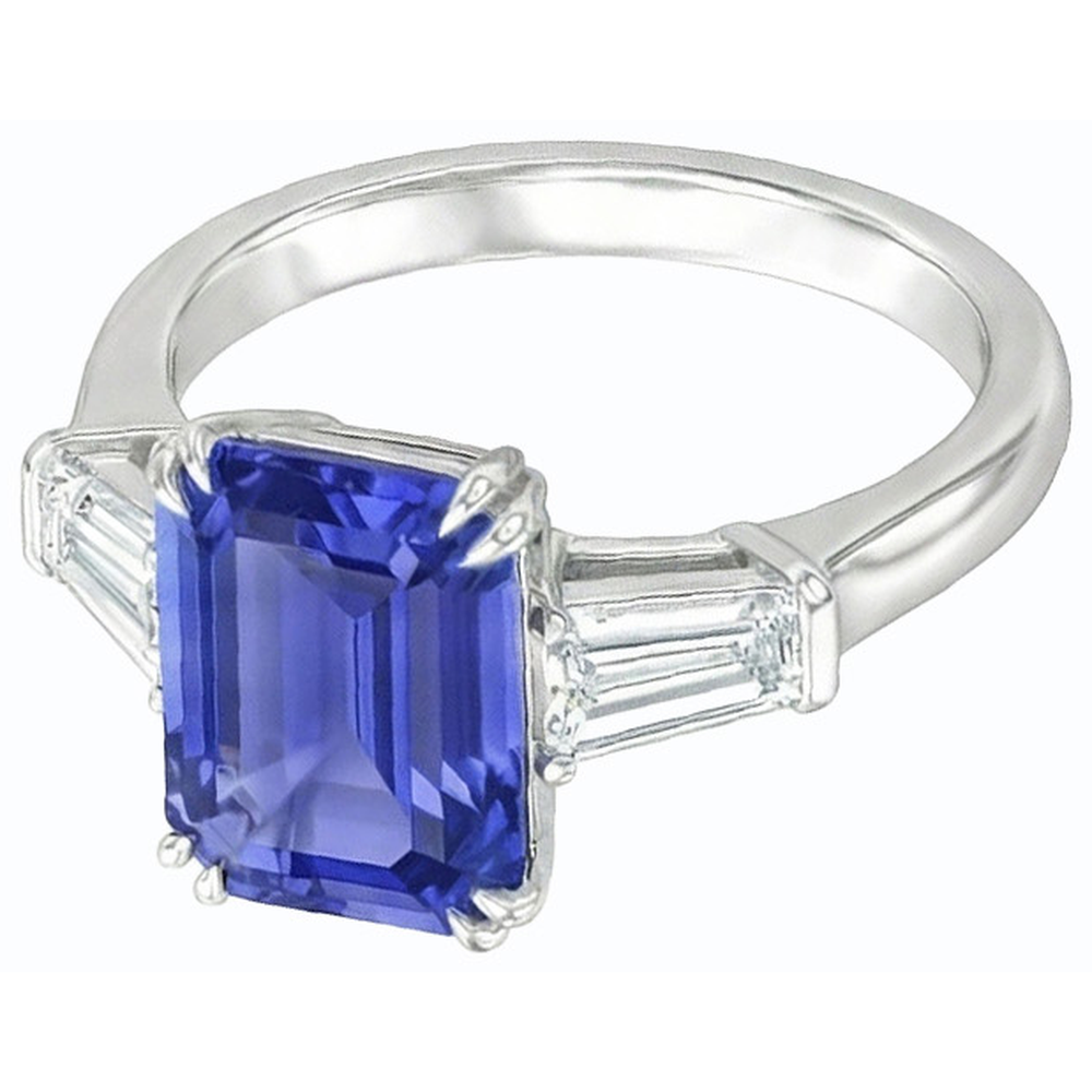 natural emerald sapphire 3.50ct ring side angle