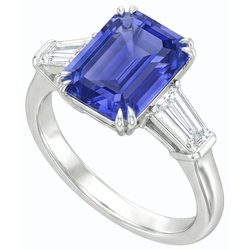 Natural Sapphire Ring 3.50ct - White Gold 14K