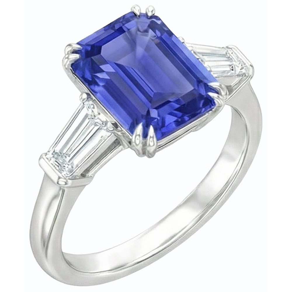 natural emerald sapphire 3.50ct ring close up detail