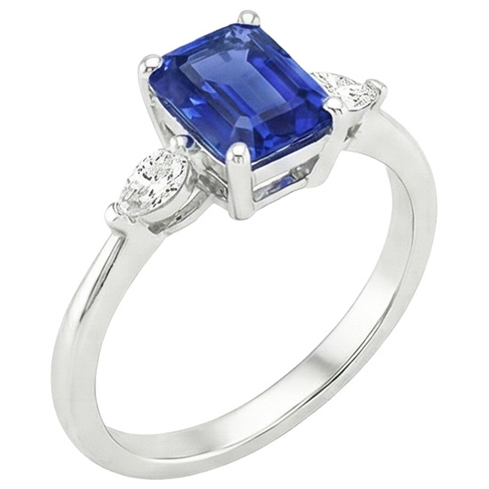 natural emerald sapphire 3.50ct ring close up detail