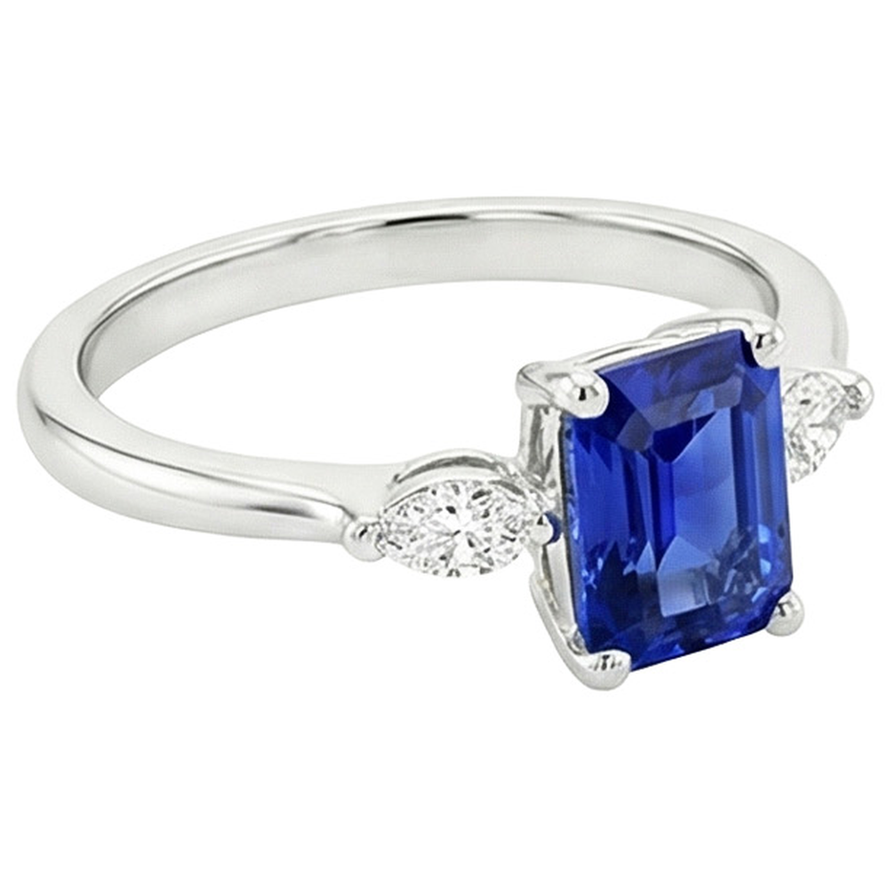 natural emerald sapphire 3.50ct ring top view