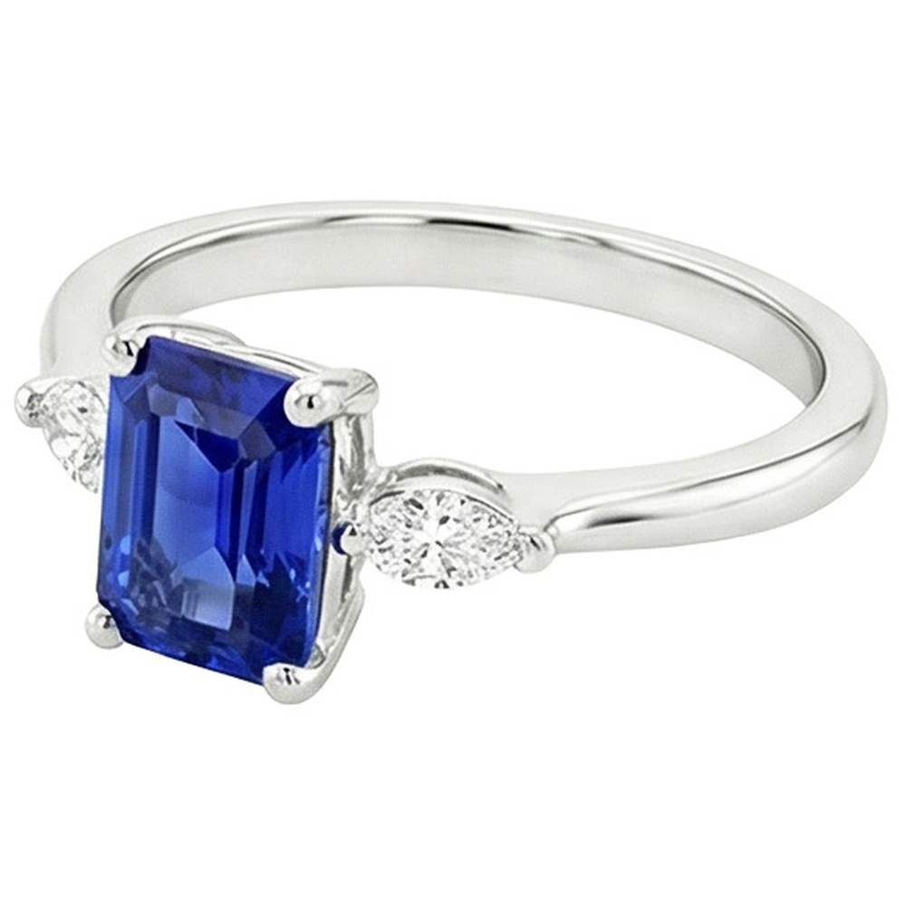 natural emerald sapphire 3.50ct ring profile view