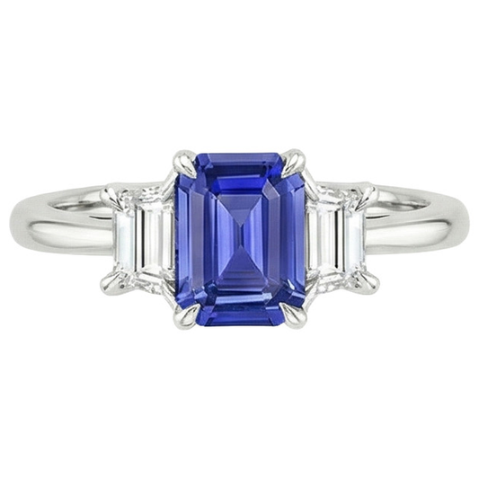 natural emerald sapphire 3.50ct ring profile view