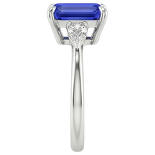 natural emerald sapphire 3.25ct ring on white background