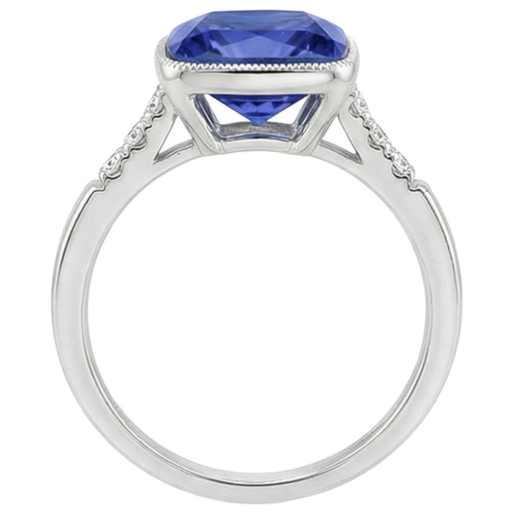 Natural Earth Mined Diamond And Blue Sapphire Vintage Style Ring 6 Carats Gemstone