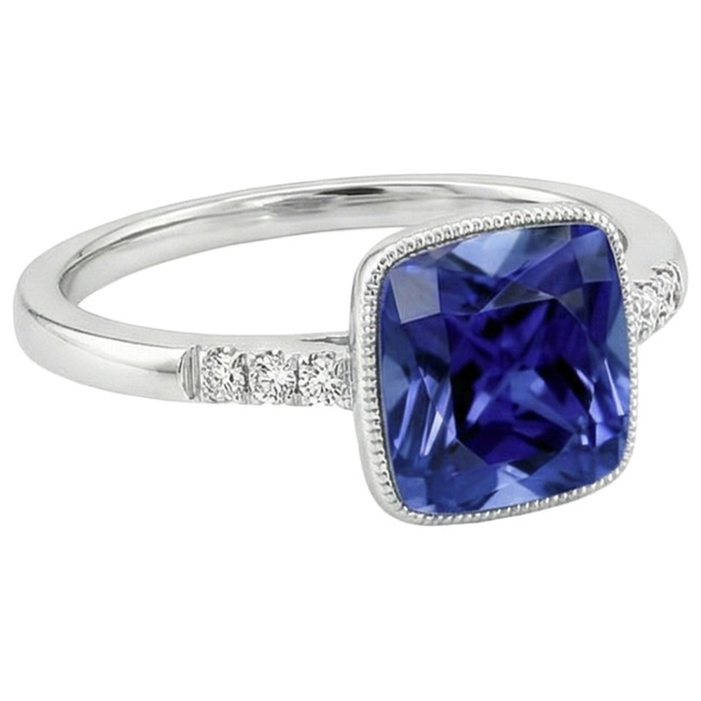 Natural Earth Mined Diamond And Blue Sapphire Vintage Style Ring 6 Carats Gemstone