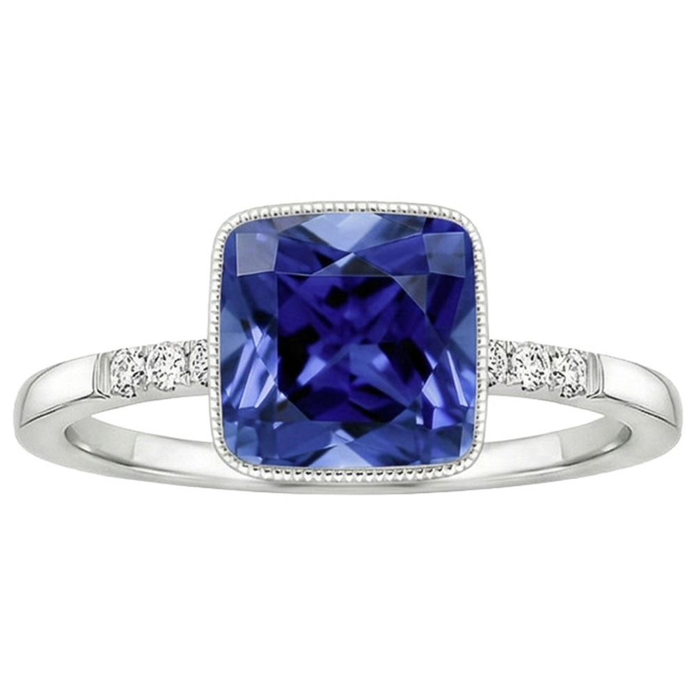 Natural Earth Mined Diamond And Blue Sapphire Vintage Style Ring 6 Carats Gemstone
