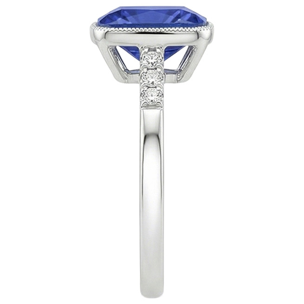 Natural Earth Mined Diamond And Blue Sapphire Vintage Style Ring 6 Carats Gemstone