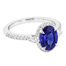 Natural Earth Mined Diamond And Oval Sapphire Ring
