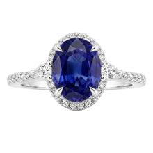 Natural Earth Mined Diamond And Oval Sapphire Ring