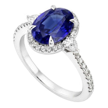 Natural Earth Mined Diamond And Oval Sapphire Ring