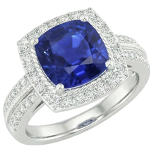 Natural Earth Mined DIAMOND ( NOT LAB GROWN ) And Sapphire Halo Engagement Ring 3.70 Carats White Gold 14K