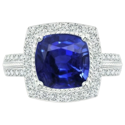 Natural Sapphire Ring 3.70ct - White Gold 14K