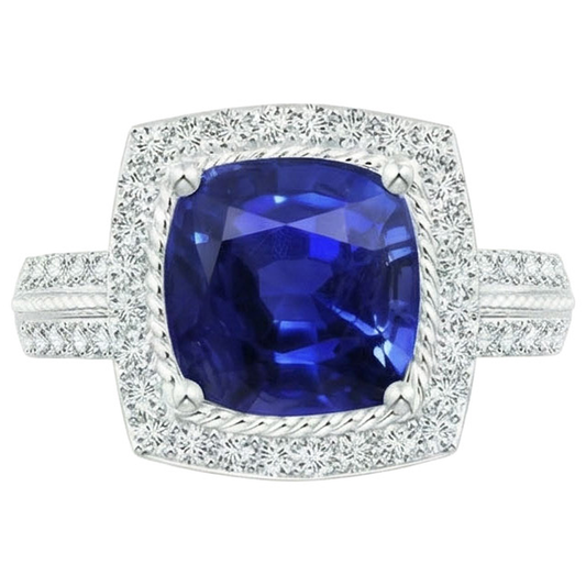 natural round sapphire 3.70ct ring side angle