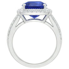 Natural Earth Mined DIAMOND ( NOT LAB GROWN ) And Sapphire Halo Engagement Ring 3.70 Carats White Gold 14K