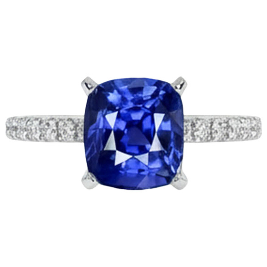 natural round sapphire 2.50ct ring front view