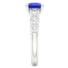 Natural Earth Mined Diamond Anniversary Cushion Ceylon Sapphire Ring 2.50 Carats
