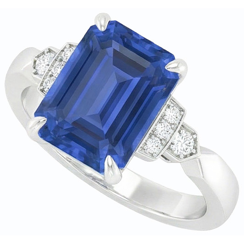 Natural Earth Mined Diamond Anniversary Emerald Ceylon Sapphire Ring 3 Carats Jewellery