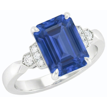 Natural Earth Mined Diamond Anniversary Emerald Ceylon Sapphire Ring 3 Carats Jewellery