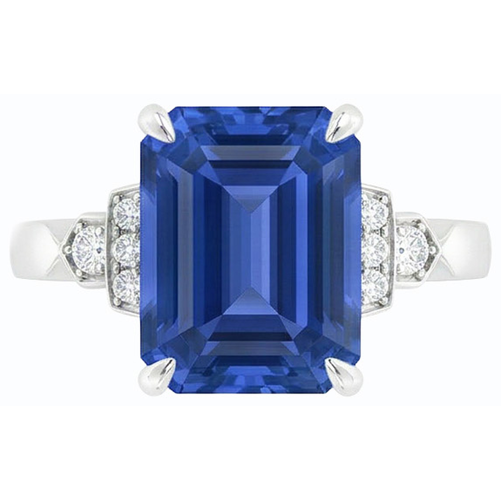 Natural Earth Mined Diamond Anniversary Emerald Ceylon Sapphire Ring 3 Carats Jewellery
