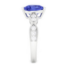 Natural Earth Mined Diamond Anniversary Heart Blue Sapphire Ring 3 Carats Twisted Style