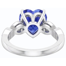 Natural Earth Mined Diamond Anniversary Heart Blue Sapphire Ring 3 Carats Twisted Style