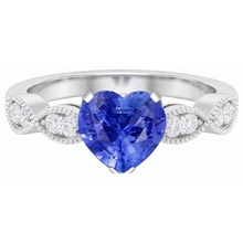 Natural Earth Mined Diamond Anniversary Heart Blue Sapphire Ring 3 Carats Twisted Style
