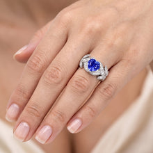 Natural Earth Mined Diamond Anniversary Heart Blue Sapphire Ring Antique Style 2.50 Carats