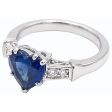 Natural Earth Mined Diamond Anniversary Heart Sri Lankan Sapphire Ring 5 Stone 1.75 Carats