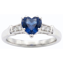 Natural Earth Mined Diamond Anniversary Heart Sri Lankan Sapphire Ring 5 Stone 1.75 Carats
