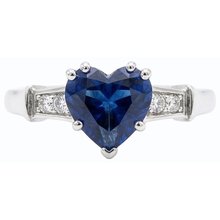Natural Earth Mined Diamond Anniversary Heart Sri Lankan Sapphire Ring 5 Stone 1.75 Carats