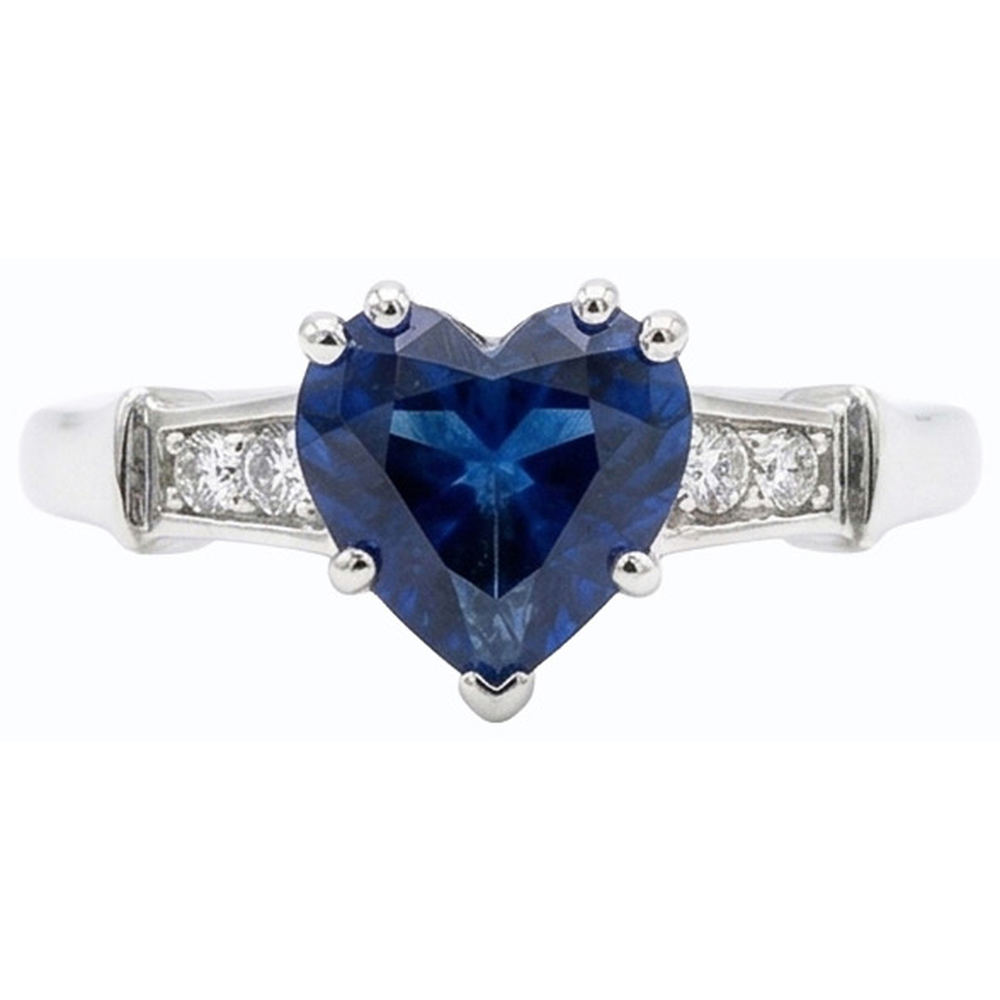 Natural Earth Mined Diamond Anniversary Heart Sri Lankan Sapphire Ring 5 Stone 1.75 Carats
