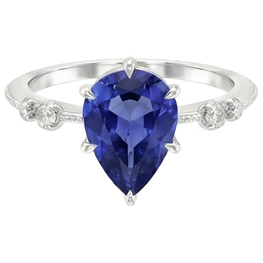 natural round sapphire 2.50ct ring front view