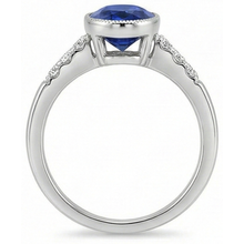 Natural Earth Mined DIAMOND ( NOT LAB GROWN ) Anniversary Ring Bezel Set Ceylon Sapphire 3.50 Carats