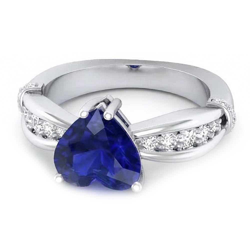 natural round sapphire 3.50ct ring front view