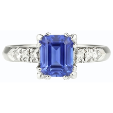 natural emerald sapphire 3ct ring on white background