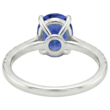 Natural Earth Mined Diamond Anniversary Ring Oval Blue Sapphire With Accents 5 Carats