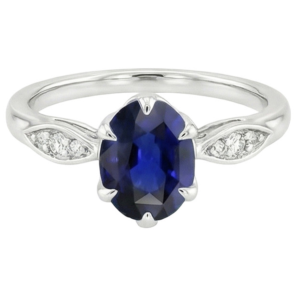 natural round sapphire 3.50ct ring top view