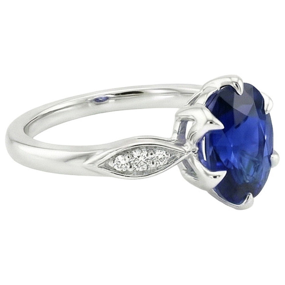 natural round sapphire 3.50ct ring profile view