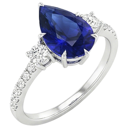 Natural Sapphire Ring 5.50ct - White Gold 14K
