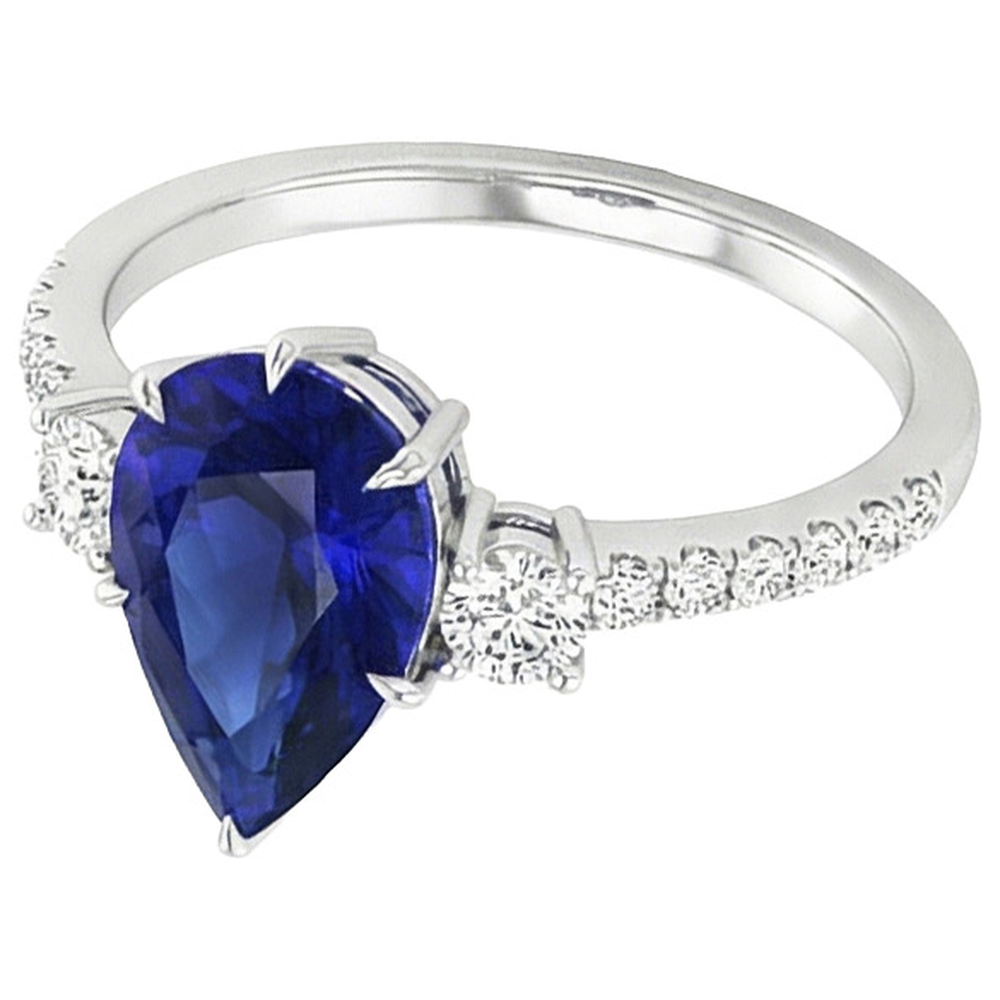 natural round sapphire 5.50ct ring top view
