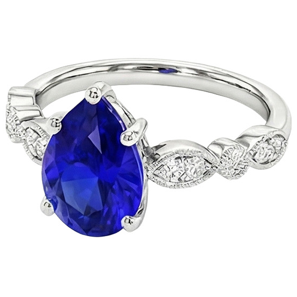 natural round sapphire 2.50ct ring top view