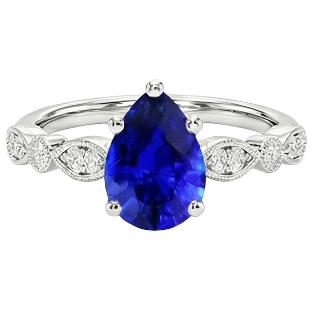 natural round sapphire 2.50ct ring profile view