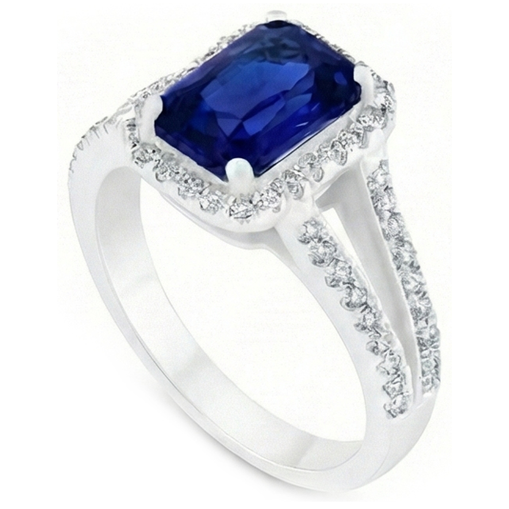 natural round sapphire 5.50ct ring profile view
