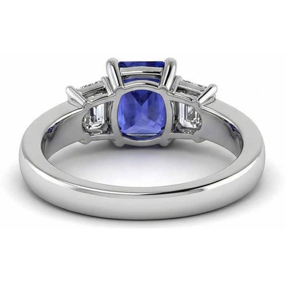 Natural Earth Mined Diamond Anniversary Sapphire Ring 3 Carat Channel Set Princess Accents