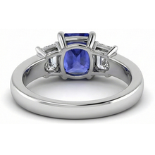 Natural Earth Mined Diamond Anniversary Sapphire Ring 3 Carat Channel Set Princess Accents